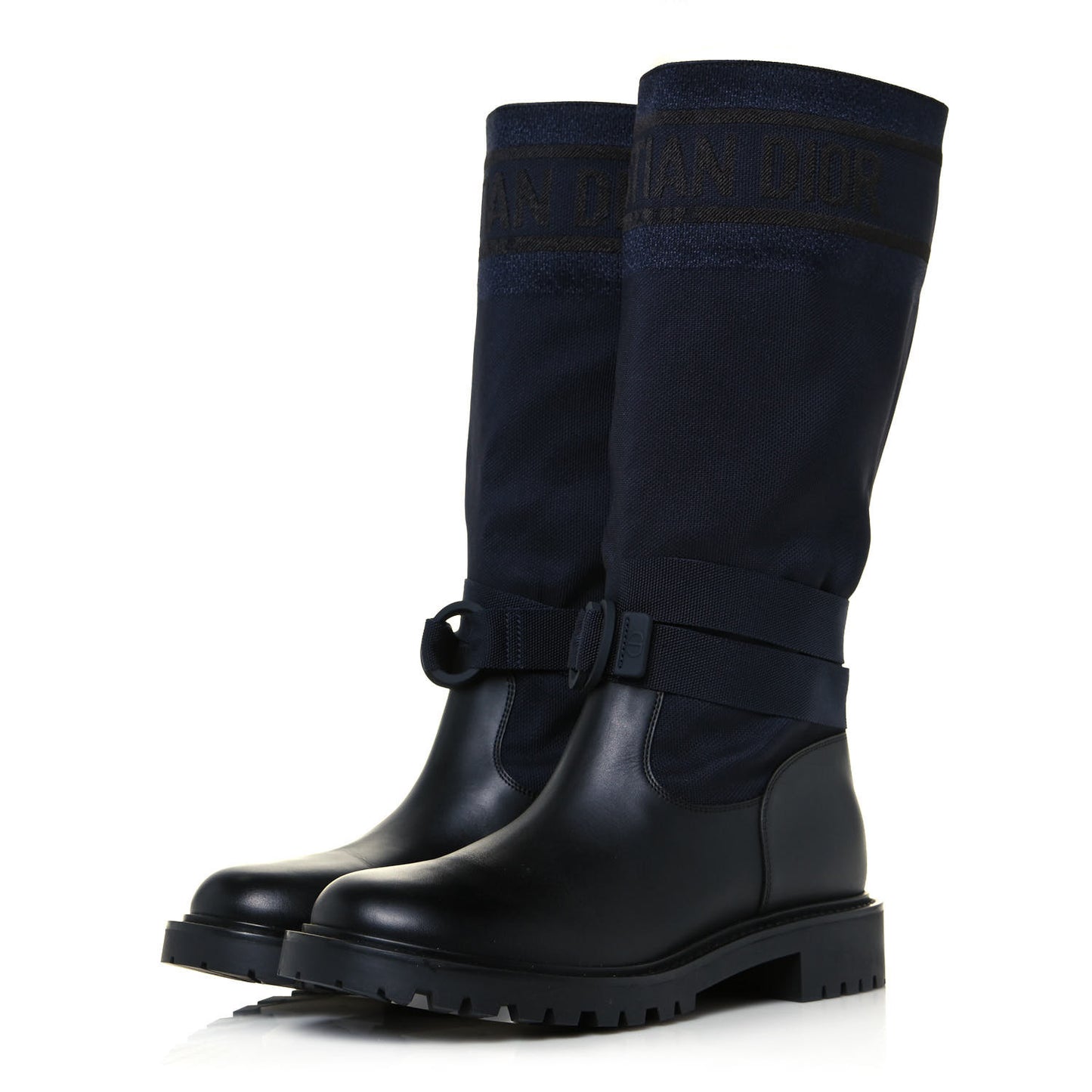 Technical Fabric Calfskin D-Major Boots 38.5 Black Blue
