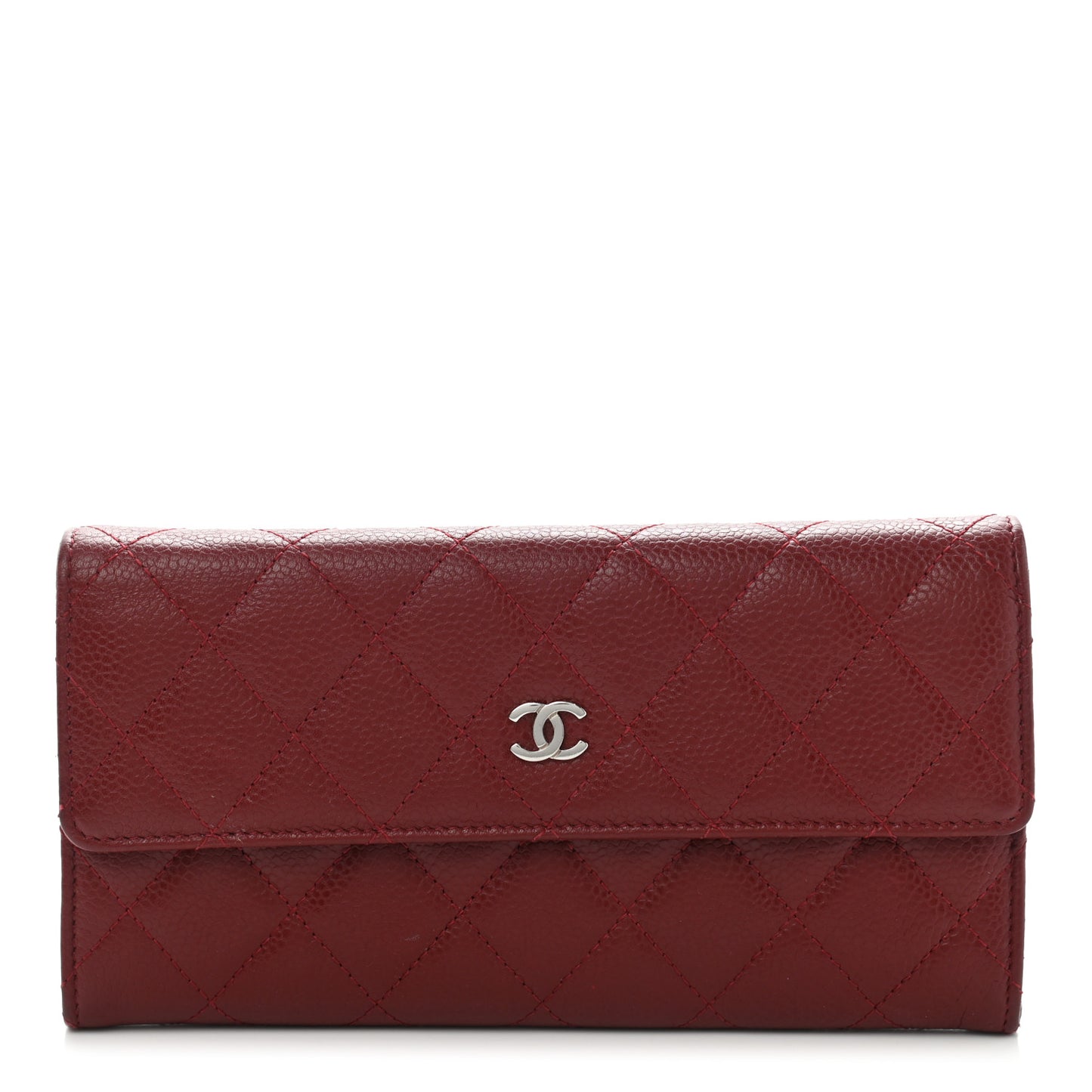 Caviar Quilted Large Gusset Flap Wallet Red