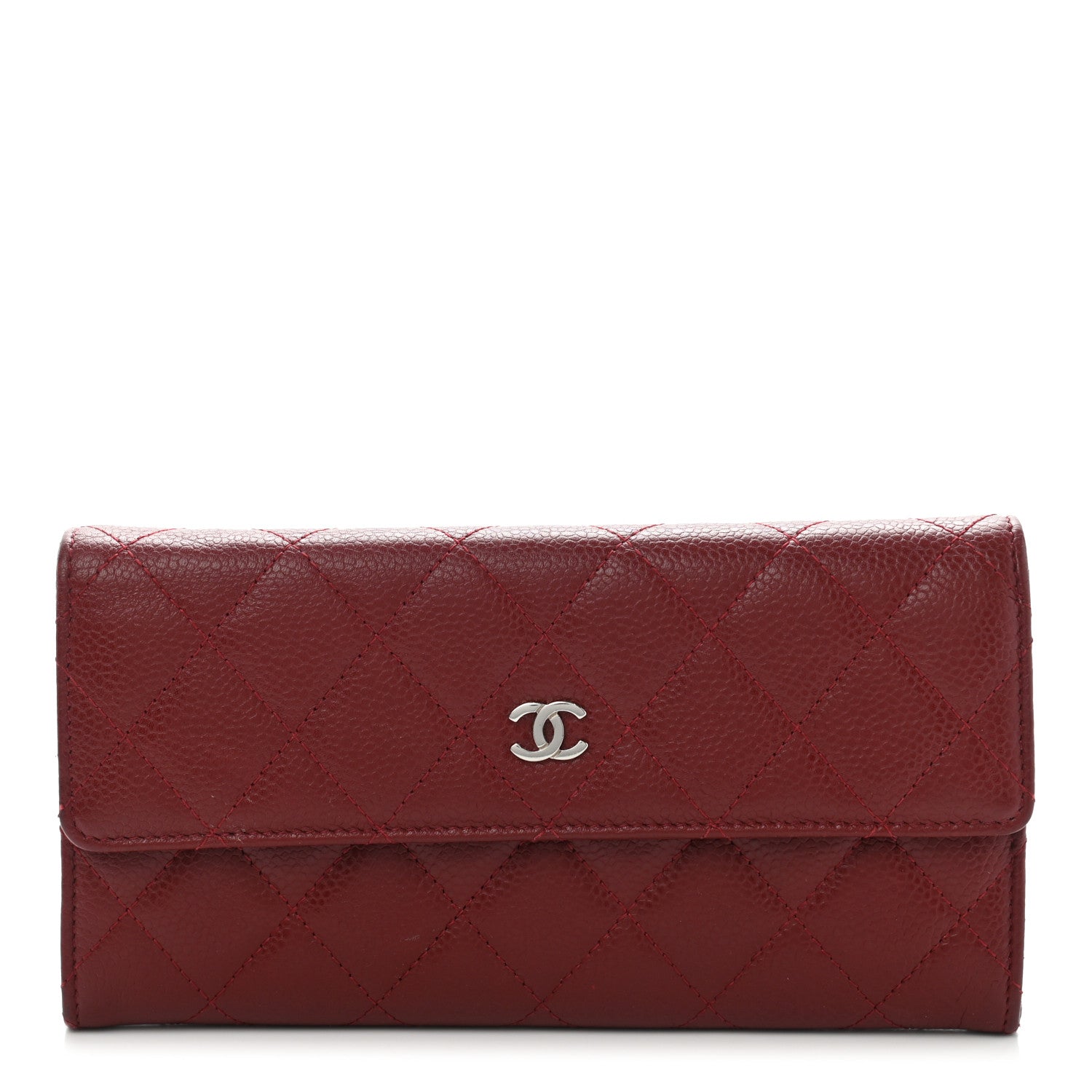 Chanel Caviar Quilted Large Gusset Flap Wallet Red 1 of 12