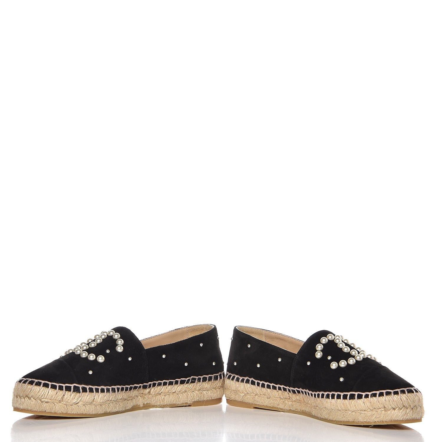 Chanel Suede Pearl CC Espadrilles 37 Black 9 of 12