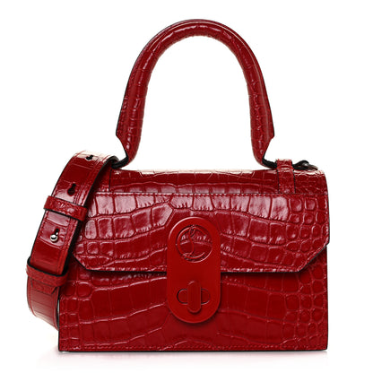 Christian Louboutin Crocodile Embossed Calfskin Small Elisa Top Handle Bag Loubi 1 of 11