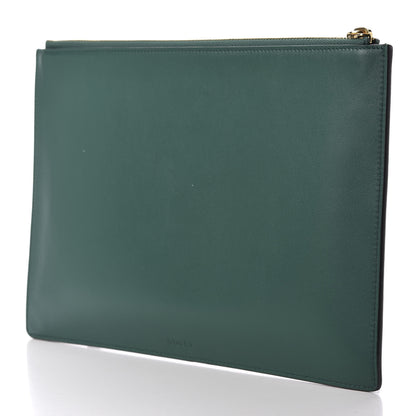 Gucci Calfskin Embroidered Large L'Aveugle Par Amour Zip Pouch Green 4 of 8