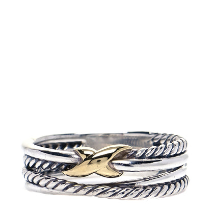 David Yurman Sterling Silver 18K Yellow Gold 6mm X Crossover Ring 54 7 1 of 5