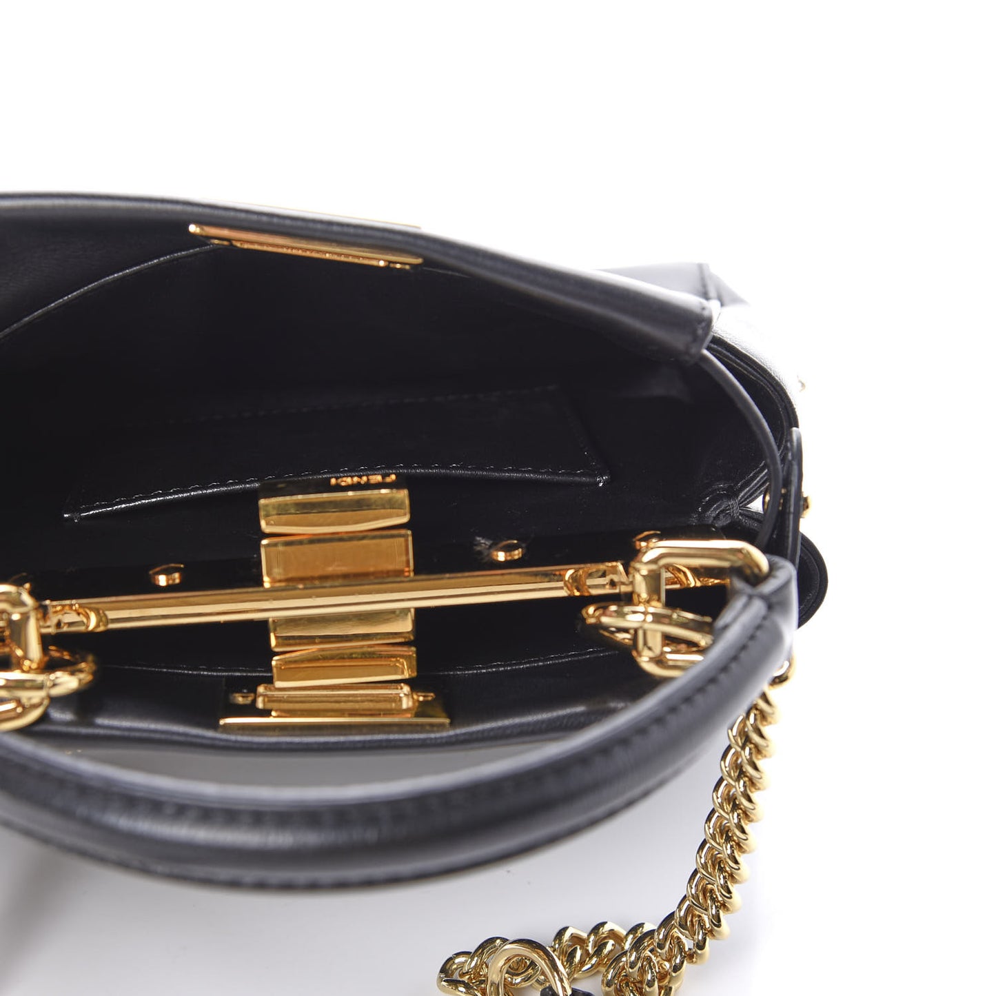 Nappa Crystal Studded XS Peekaboo Iconic Satchel Black