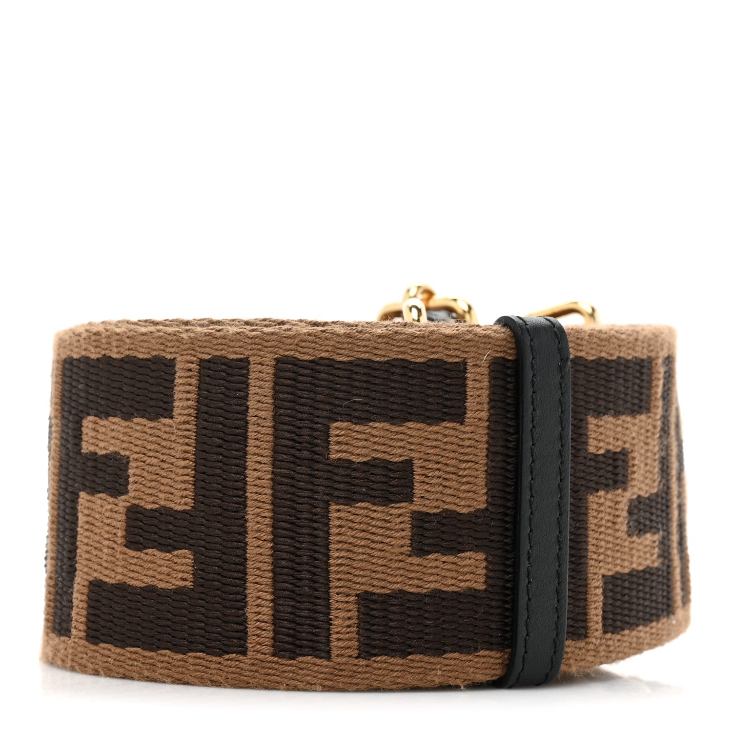 Fendi Ribbon Vitello Seta FF 1974 Adjustable Strap You Fango Marrone Black 2 of 5