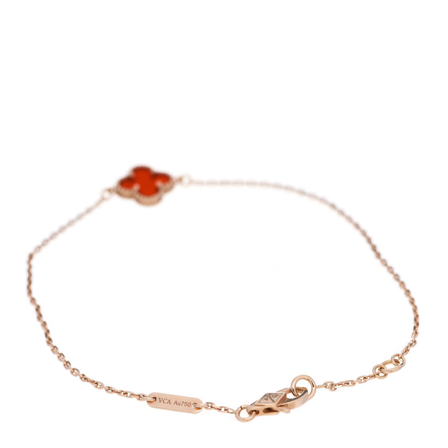 Van Cleef & Arpels 18K Rose Gold Carnelian Sweet Alhambra Bracelet 3 of 6