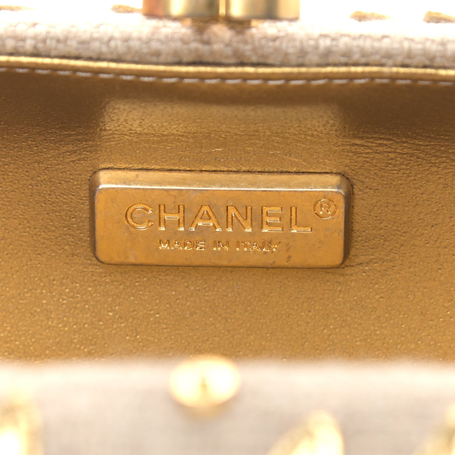 Chanel Pleated Toile Embroidered Lambskin Evening In Greece Clutch Gold 7 of 9