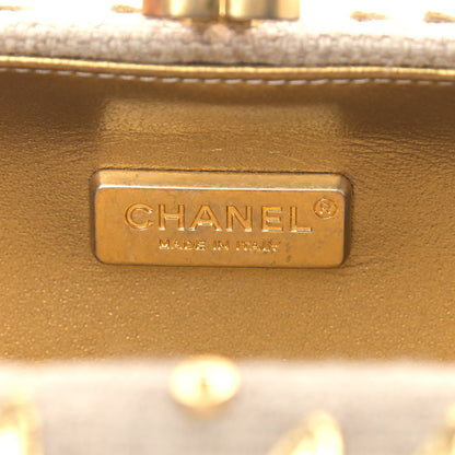 Chanel Pleated Toile Embroidered Lambskin Evening In Greece Clutch Gold 7 of 9