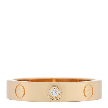 Cartier 18K Yellow Gold Diamond 4mm LOVE Wedding Band Ring 53/6.5 1 of 4