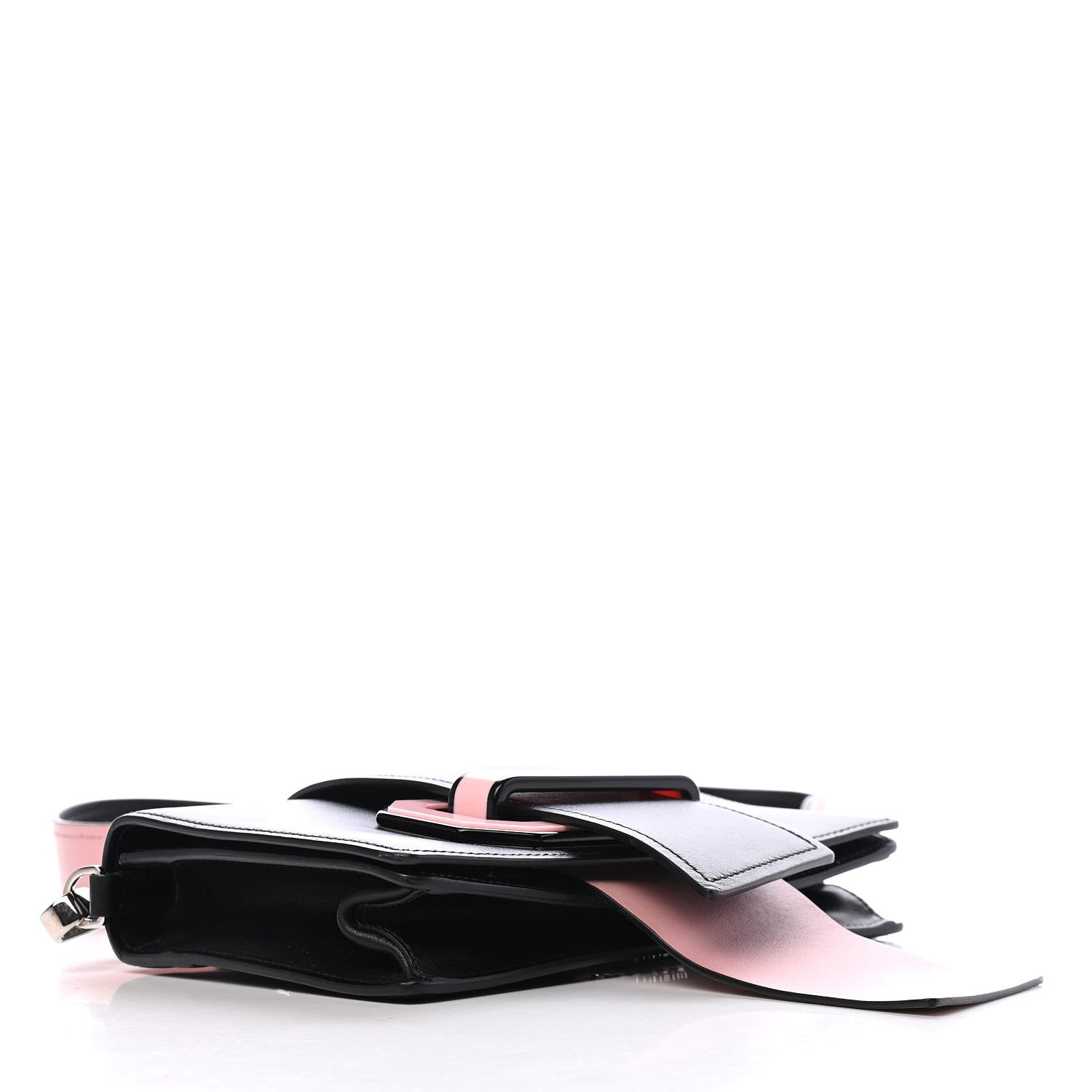 Prada City Calf Plex Ribbon Bag Black Rosa 4 of 9