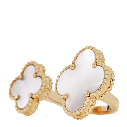 Van Cleef & Arpels 18K Yellow Gold Mother of Pearl Magic Alhambra Between the Finger Ring 53 6.5 3 of 6