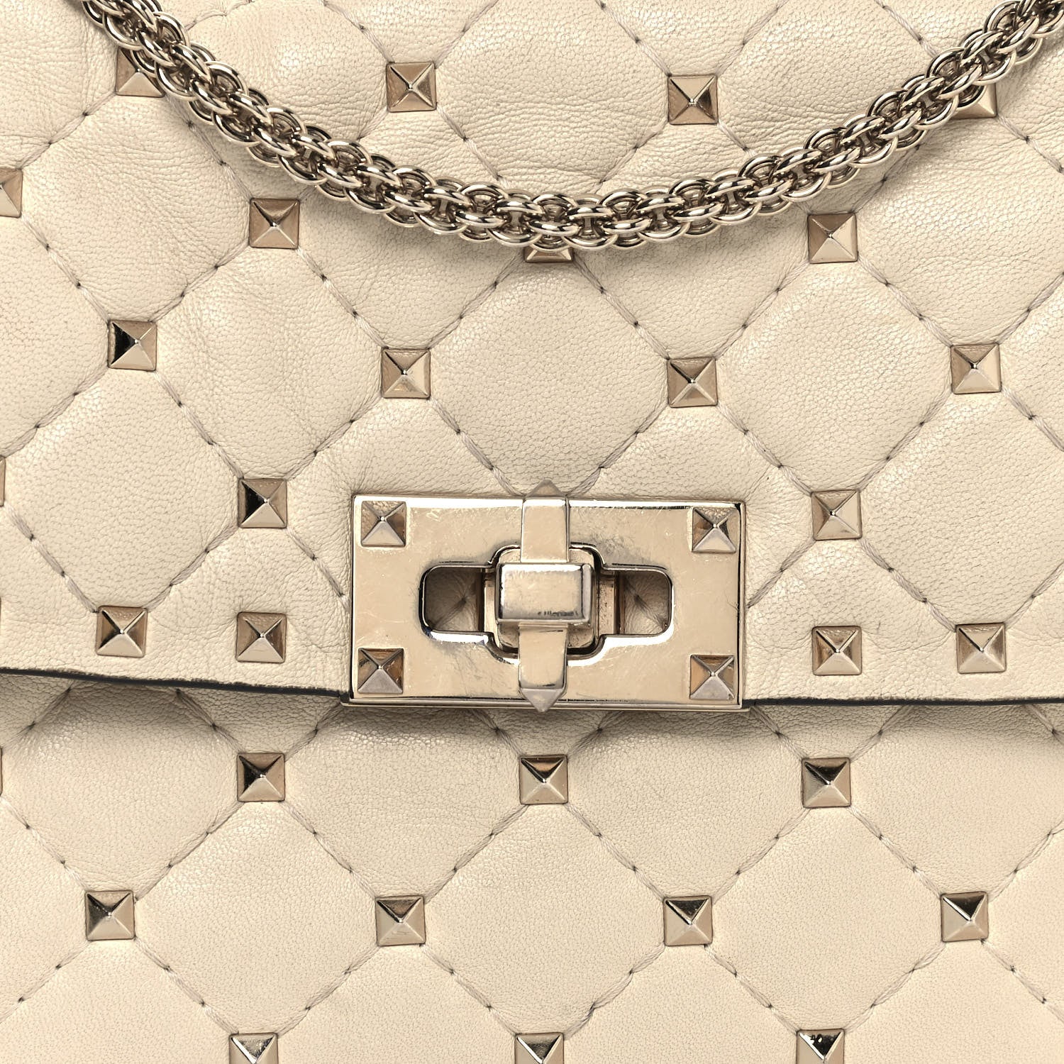 Valentino Garavani Nappa Medium Rockstud Spike Shoulder Bag Light Ivory 7 of 21