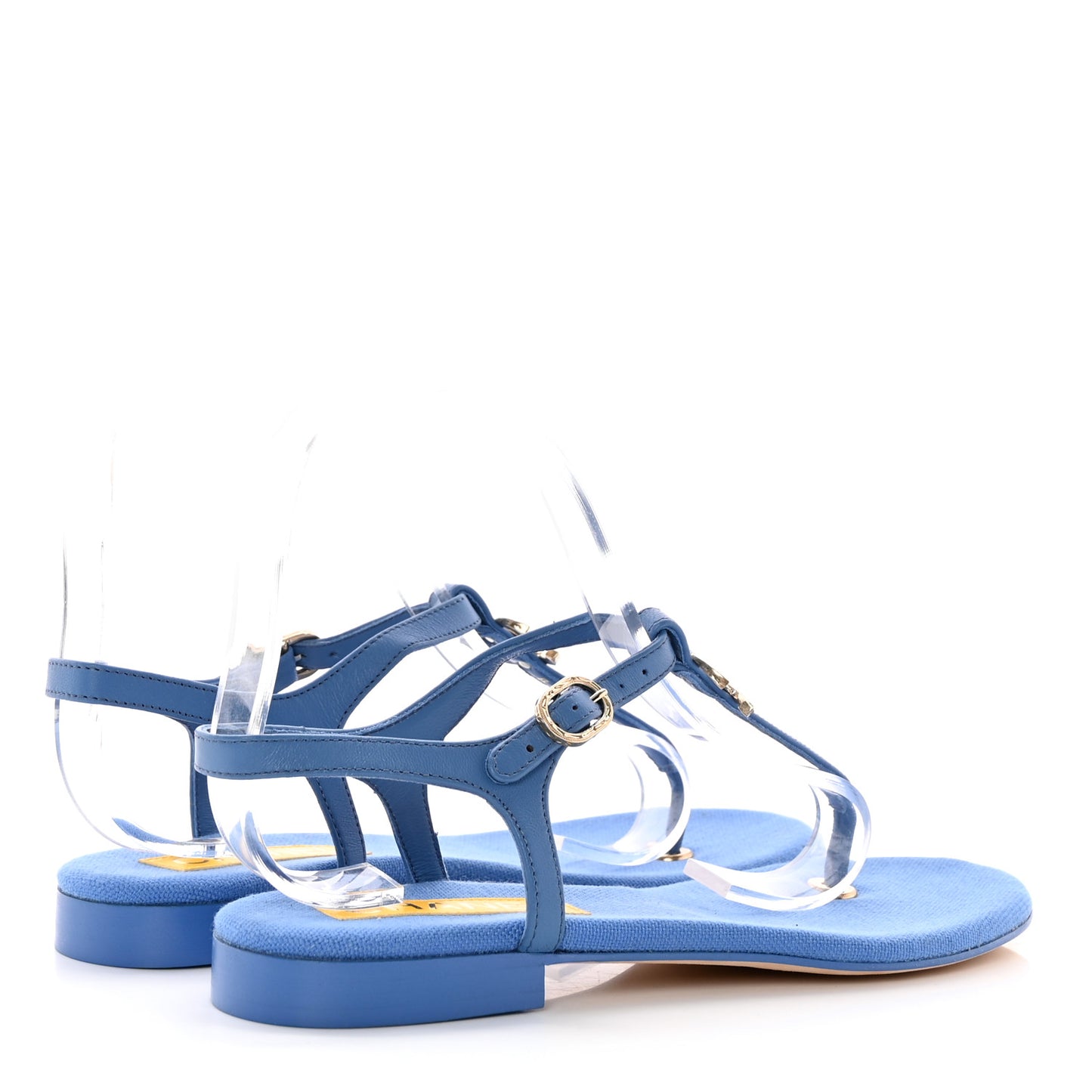 Lambskin CC Logo Thong Sandals 37 Blue