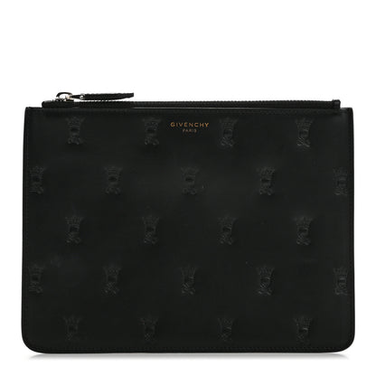 Givenchy Smooth Calfskin Skull Embossed Zip Pouch Black 1 of 9