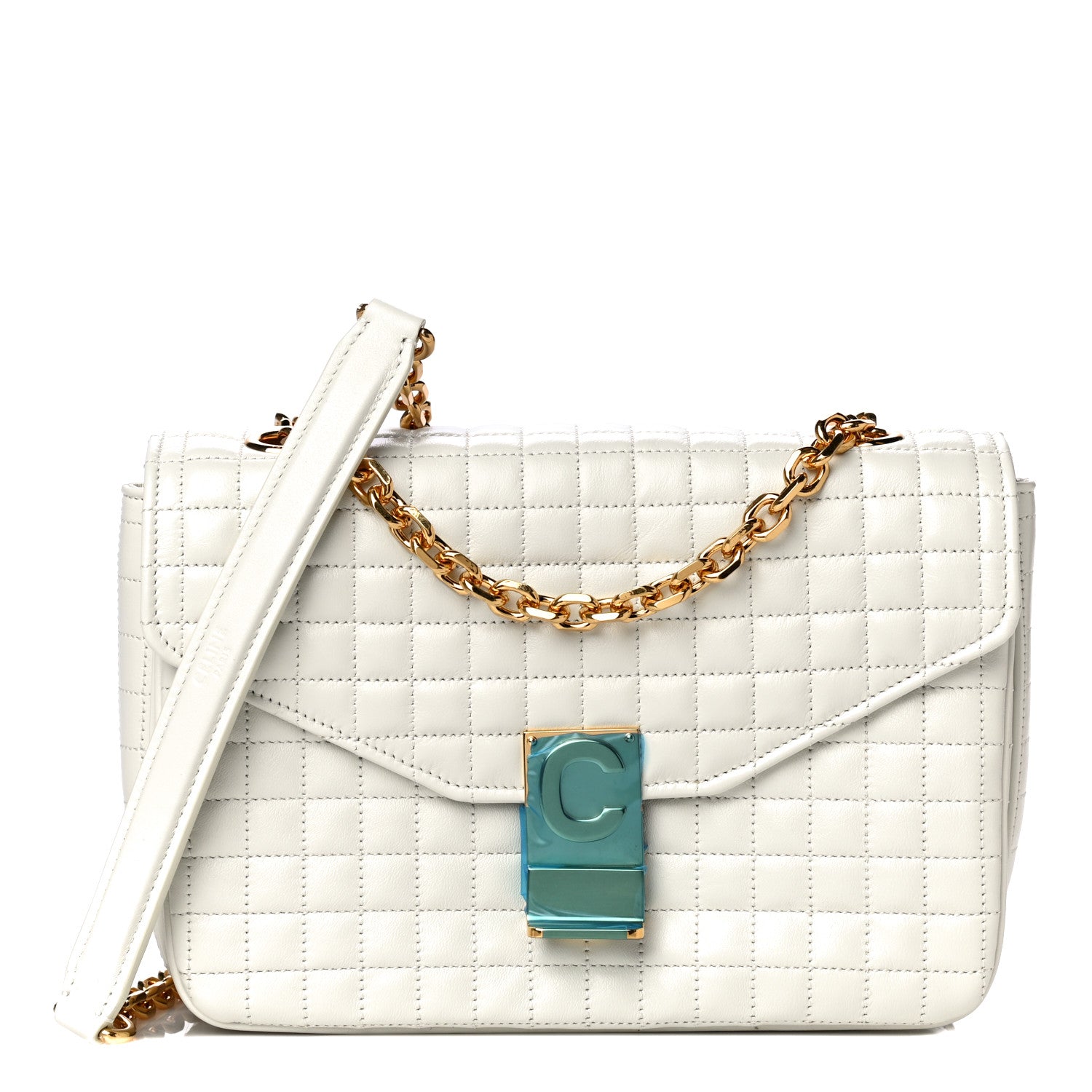 Celine Calfskin Quilted Medium C Bag White 1 of 14