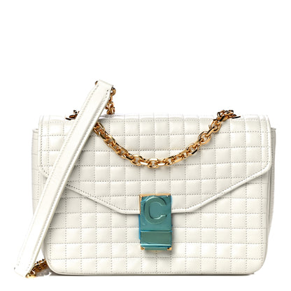 Celine Calfskin Quilted Medium C Bag White 1 of 14