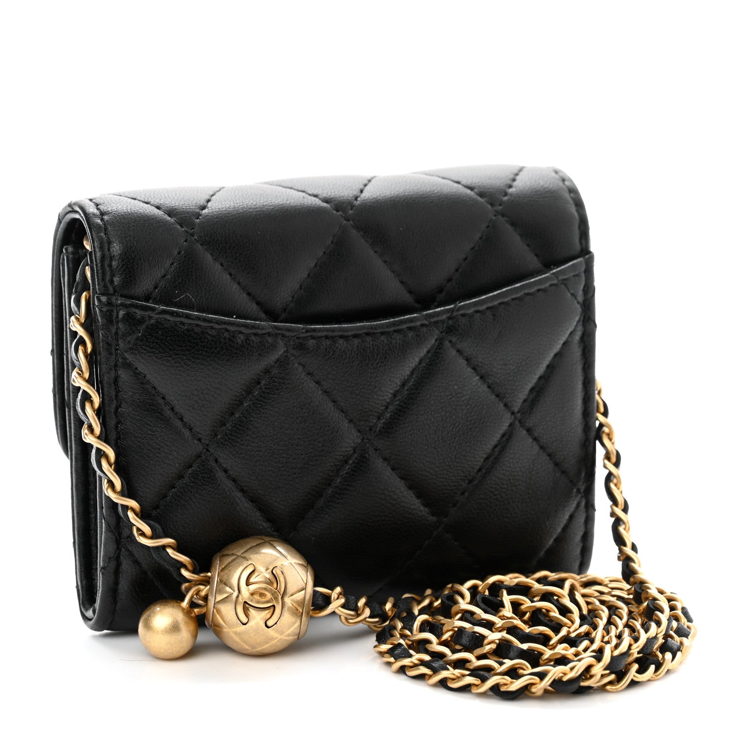 Chanel Lambskin Quilted Pearl Crush Clutch With Chain Black 2 of 11