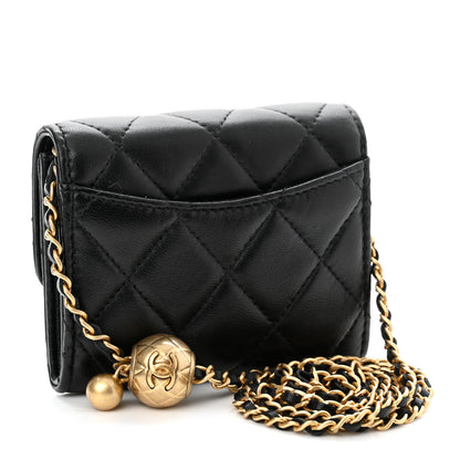 Chanel Lambskin Quilted Pearl Crush Clutch With Chain Black 2 of 11