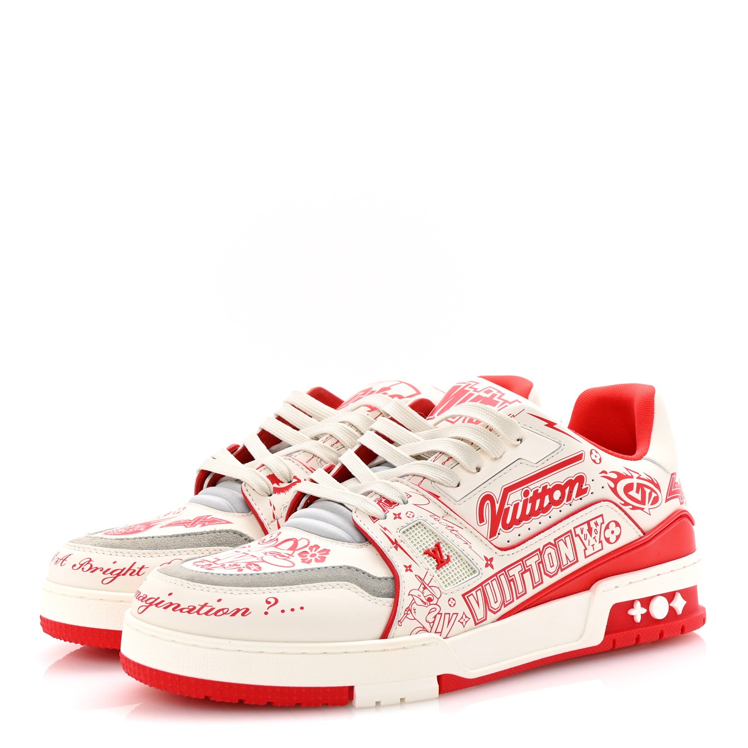 Louis Vuitton Calfskin Graffiti Mens LV Trainer Sneakers 8 Rouge 3 of 9
