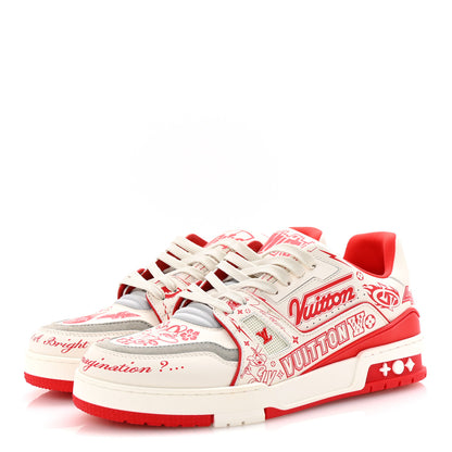 Louis Vuitton Calfskin Graffiti Mens LV Trainer Sneakers 8 Rouge 3 of 9