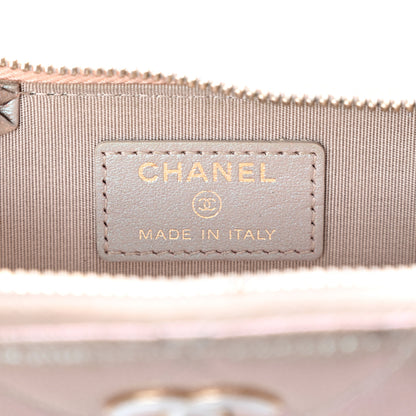 Chanel Iridescent Caviar Quilted Zipped Key Holder Case Beige 6 of 21