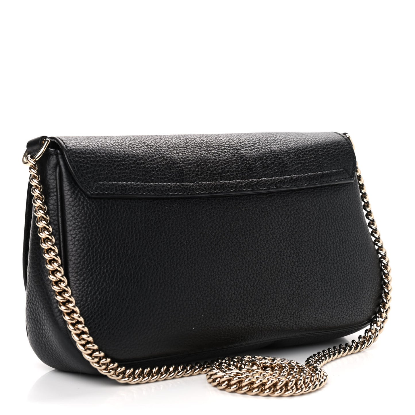 Pebbled Calfskin Medium Soho Flap Crossbody Black