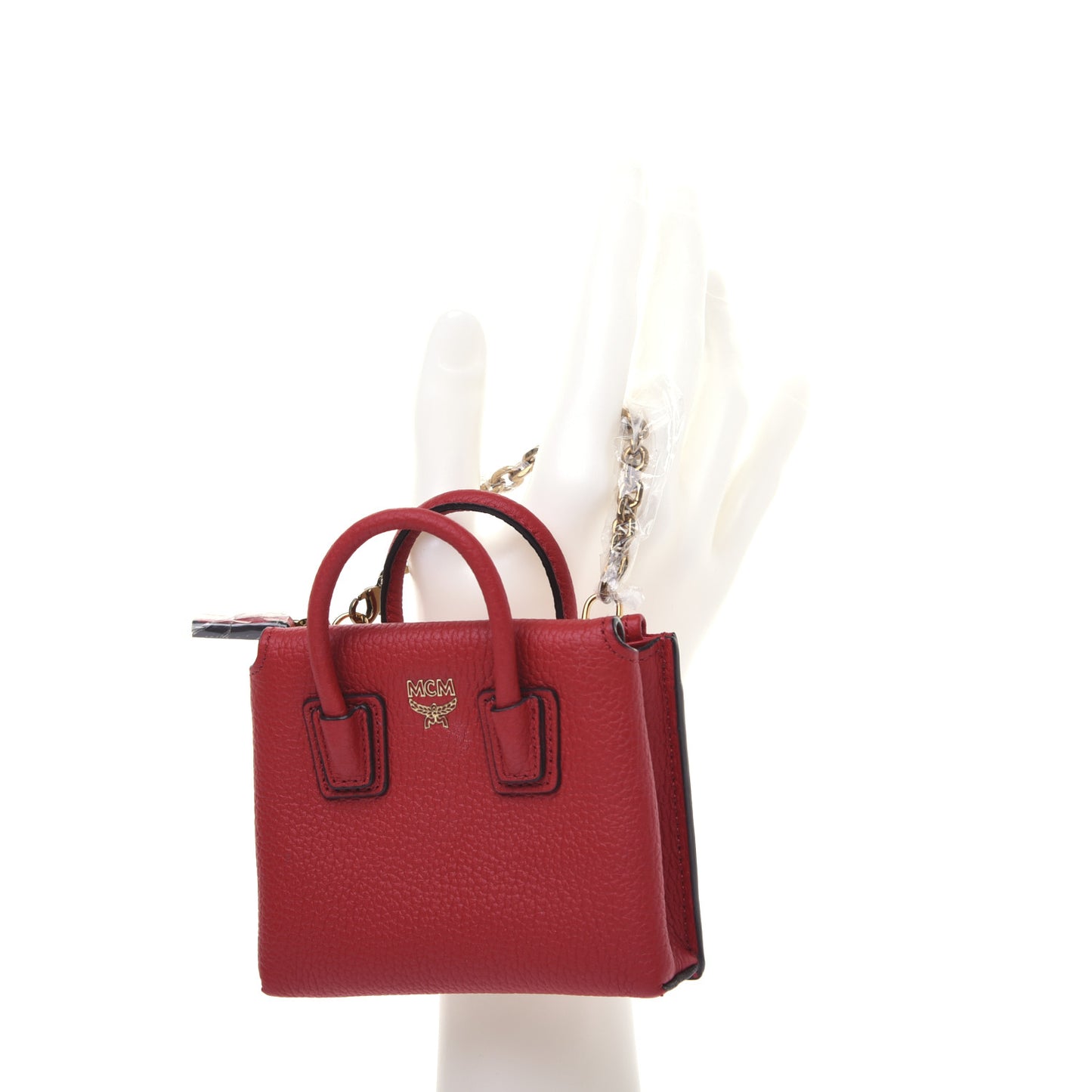 Grained Calfskin Mini Milla Handbag Card Case Ruby Red
