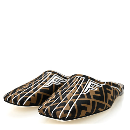 Fendi Lycra Film FF FFreedom Flat Mules 38.5 Tobacco Moro White 3 of 8