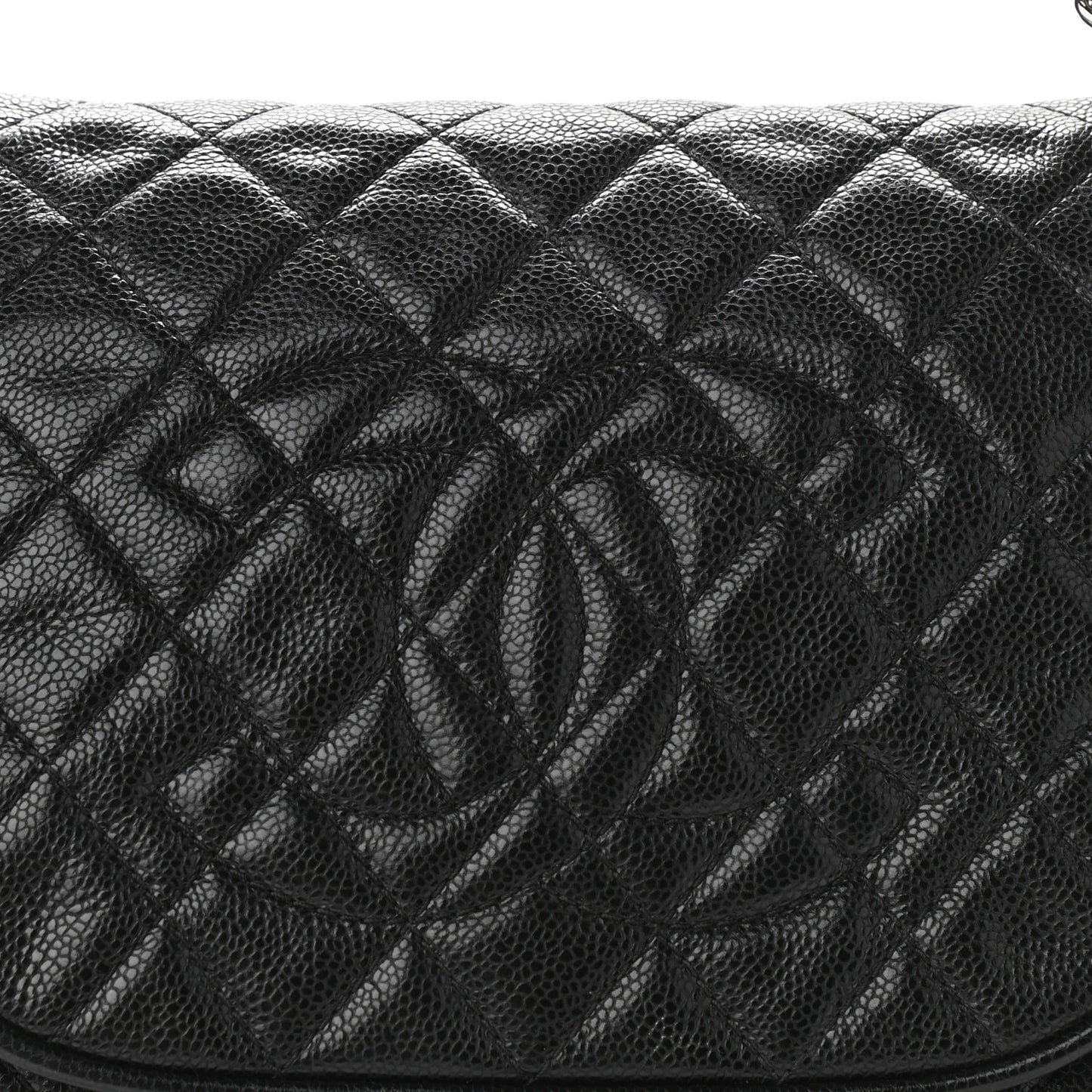 Caviar Quilted Timeless Accordion Flap Black
