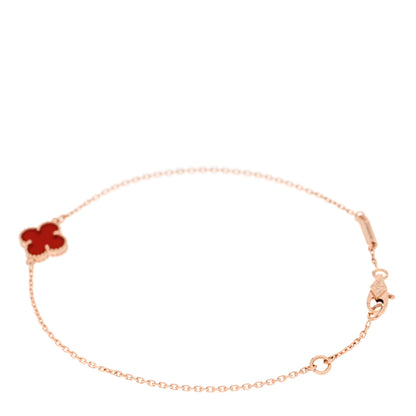 Van Cleef & Arpels 18K Rose Gold Carnelian Sweet Alhambra Bracelet 2 of 5
