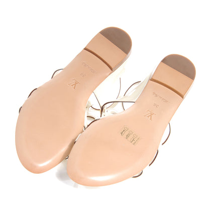 Louis Vuitton Gloss Flat Ankle Strap Sandals White 36 5 of 7