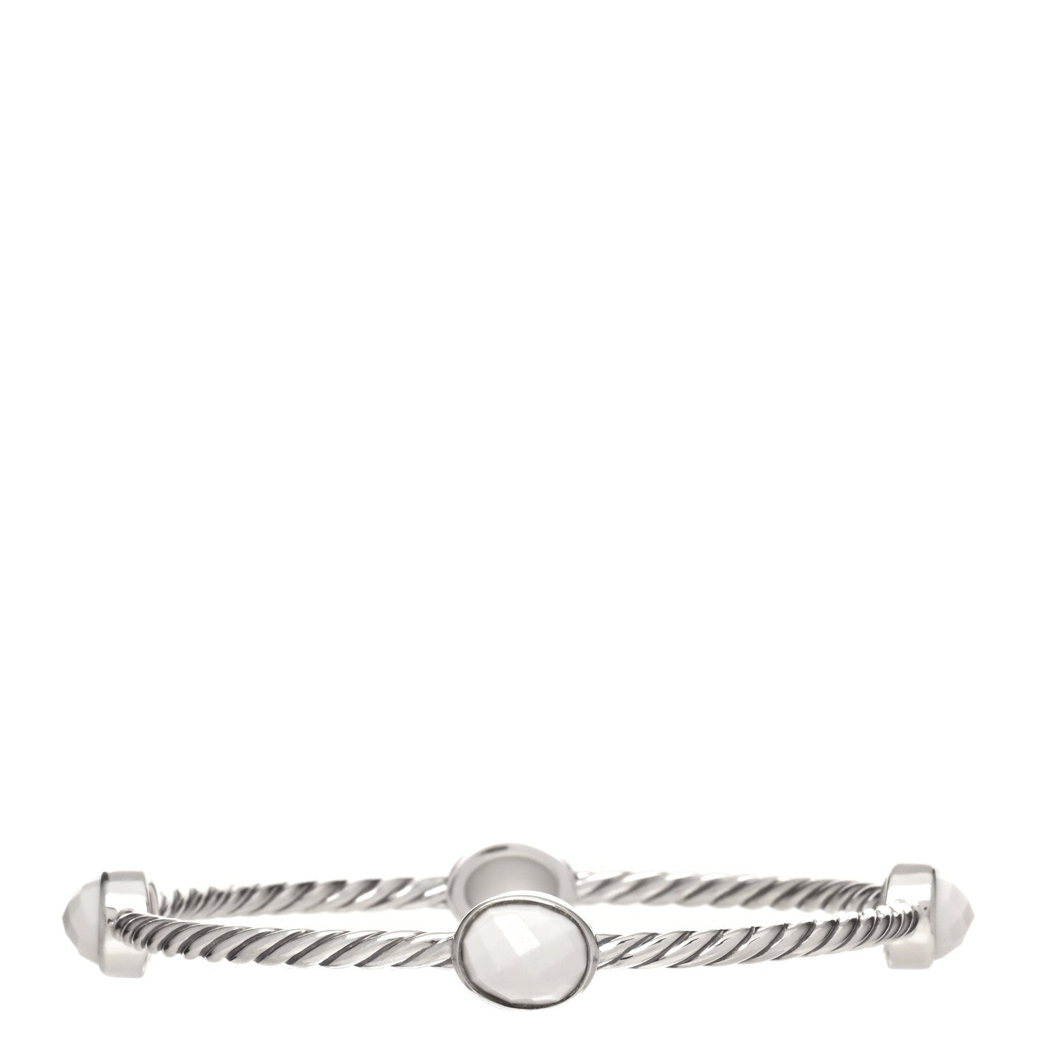 David Yurman Sterling Silver White Agate 3mm Color Classics Four Station Bangle Bracelet 2 of 3