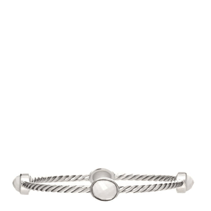 David Yurman Sterling Silver White Agate 3mm Color Classics Four Station Bangle Bracelet 2 of 3