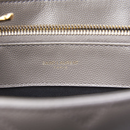 Saint Laurent Grain De Poudre Matelasse Chevron Monogram Shopping Bag Fog 10 of 14