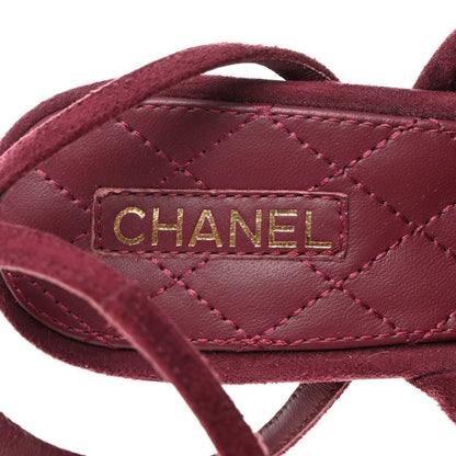 Chanel Kid Suede Chain Braided Sandals 39 Burgundy 6 of 8