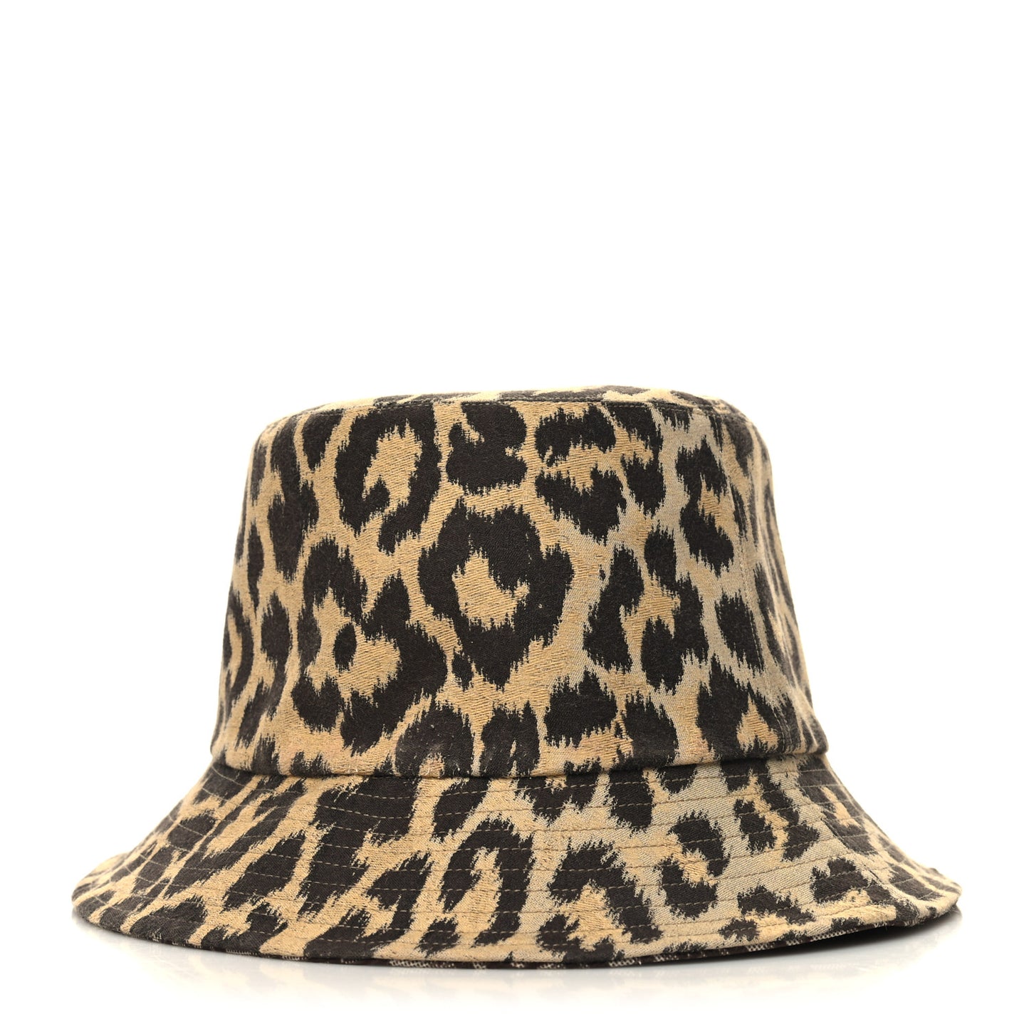 Oblique Reversible Leopard Bucket Hat Beige