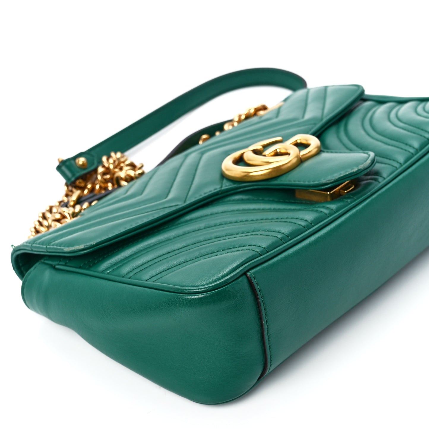 Calfskin Matelasse Small GG Marmont Shoulder Bag Emerald Green