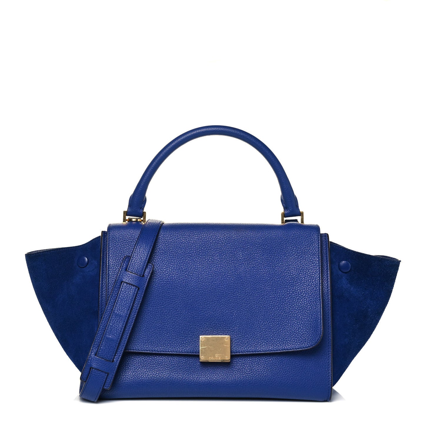 Drummed Calfskin Suede Small Trapeze Indigo