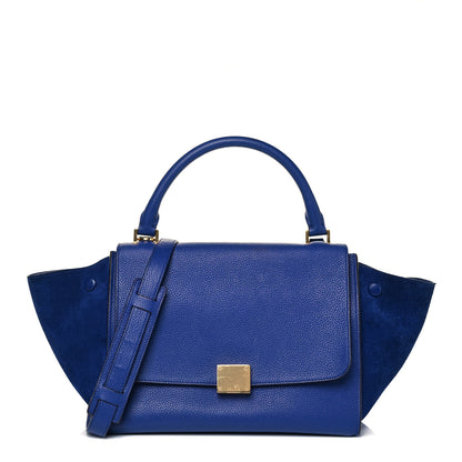 Celine Drummed Calfskin Suede Small Trapeze Indigo 1 of 9