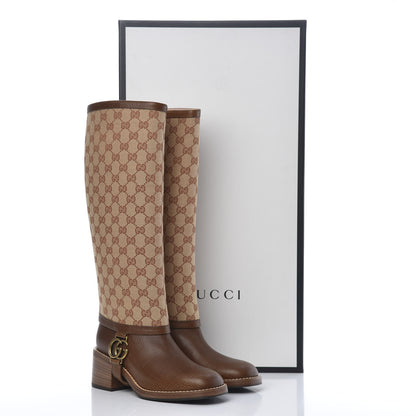 Gucci GG Monogram Calfskin Lola Tall Boots 37.5 Beige Ruggine Cuir 7 of 7
