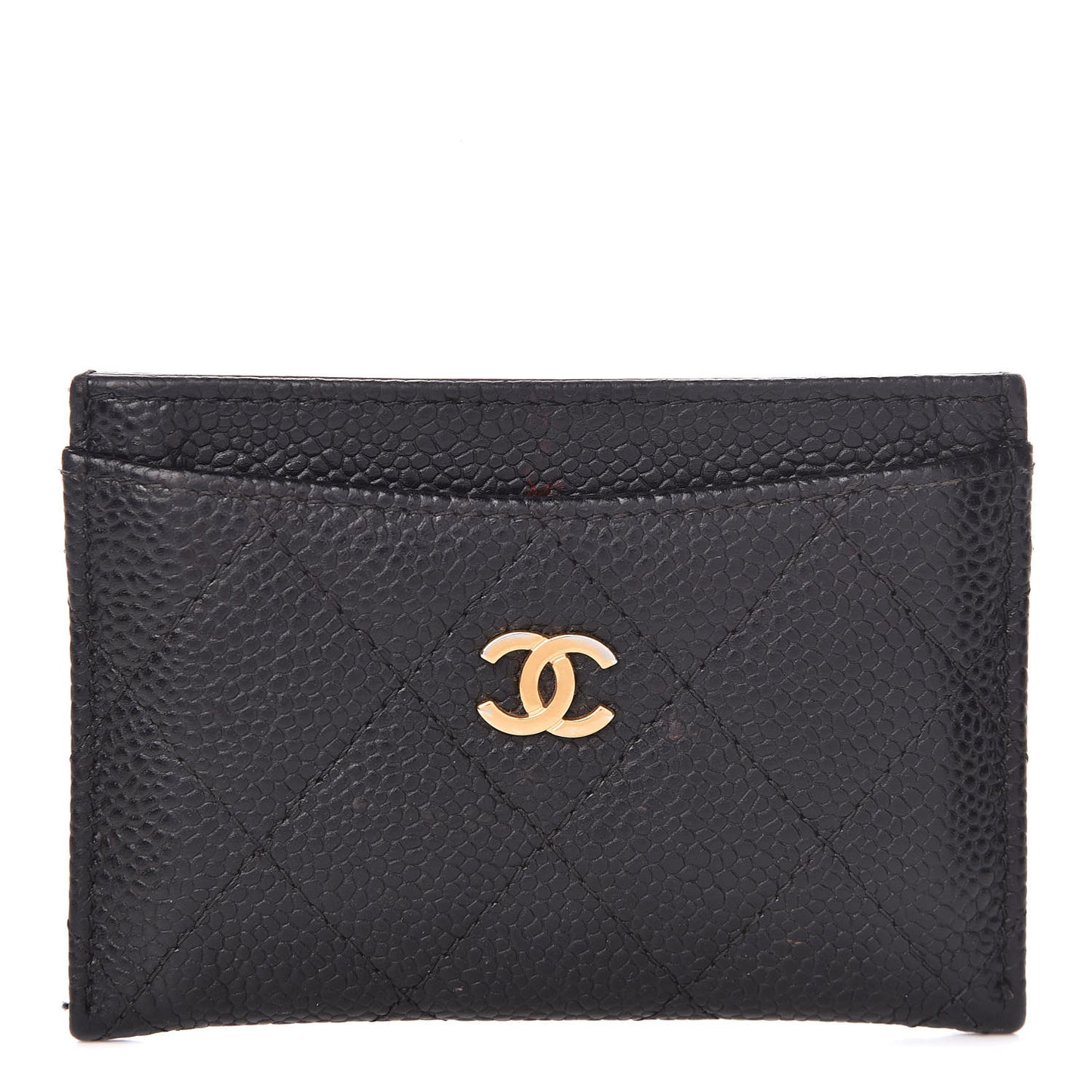 Caviar Quilted Card Holder Black