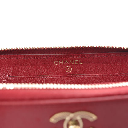 Chanel Sheepskin Quilted Medium Mademoiselle Vintage Zip Around Wallet Red 6 of 9