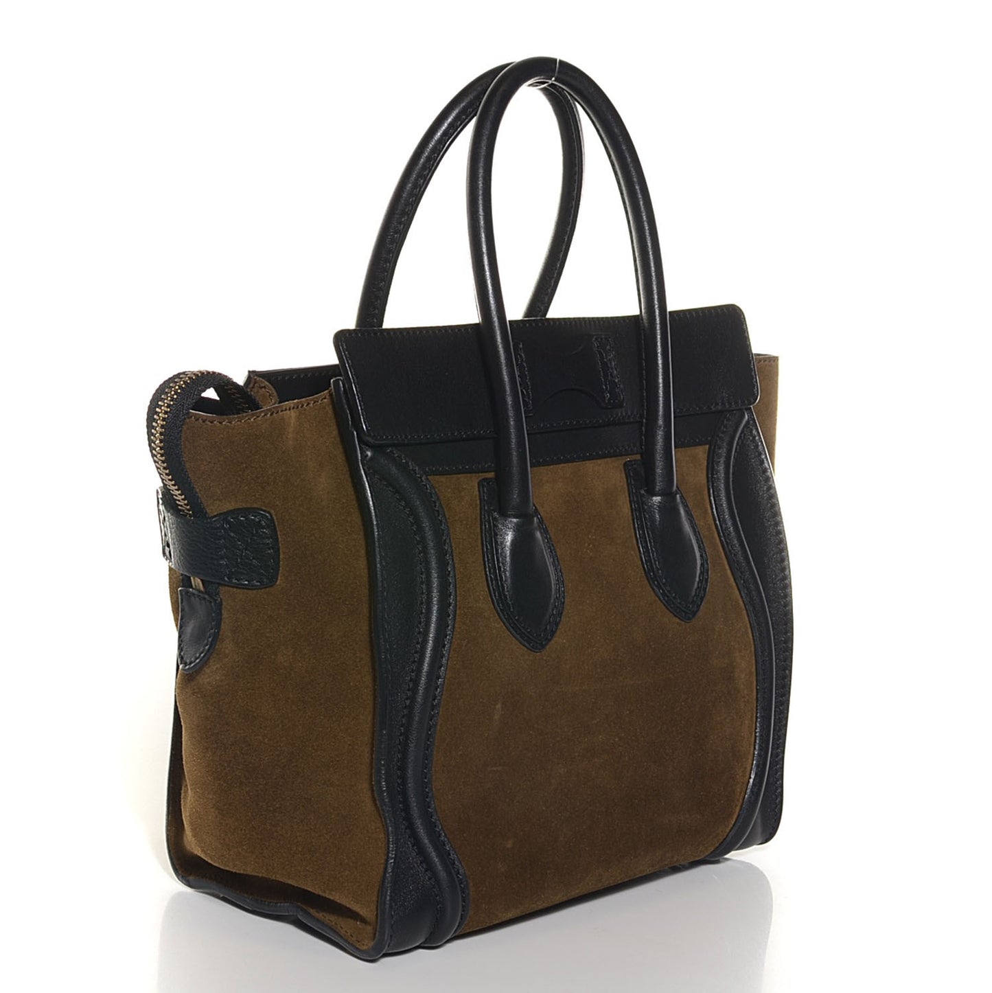 Smooth Calfskin Suede Micro Luggage Olive