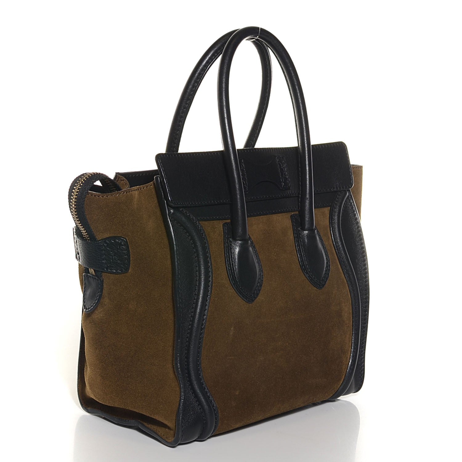 Celine Smooth Calfskin Suede Micro Luggage Olive 3 of 9