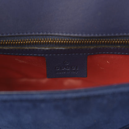 Gucci Velvet Matelasse Small GG Marmont Shoulder Bag Cobalt Blue 8 of 12