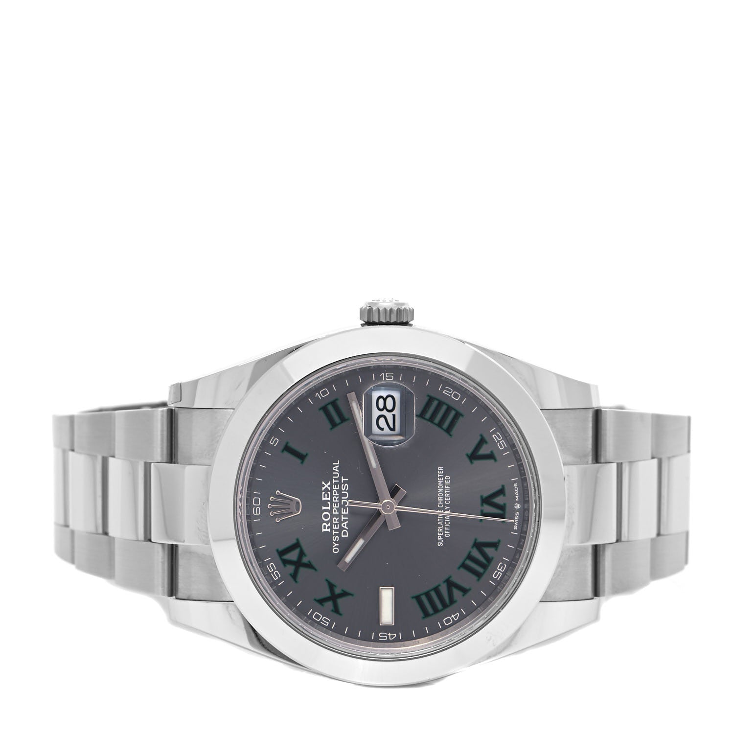 Rolex Stainless Steel 41mm Oyster Perpetual Wimbledon Datejust Watch Slate 126300 2 of 5