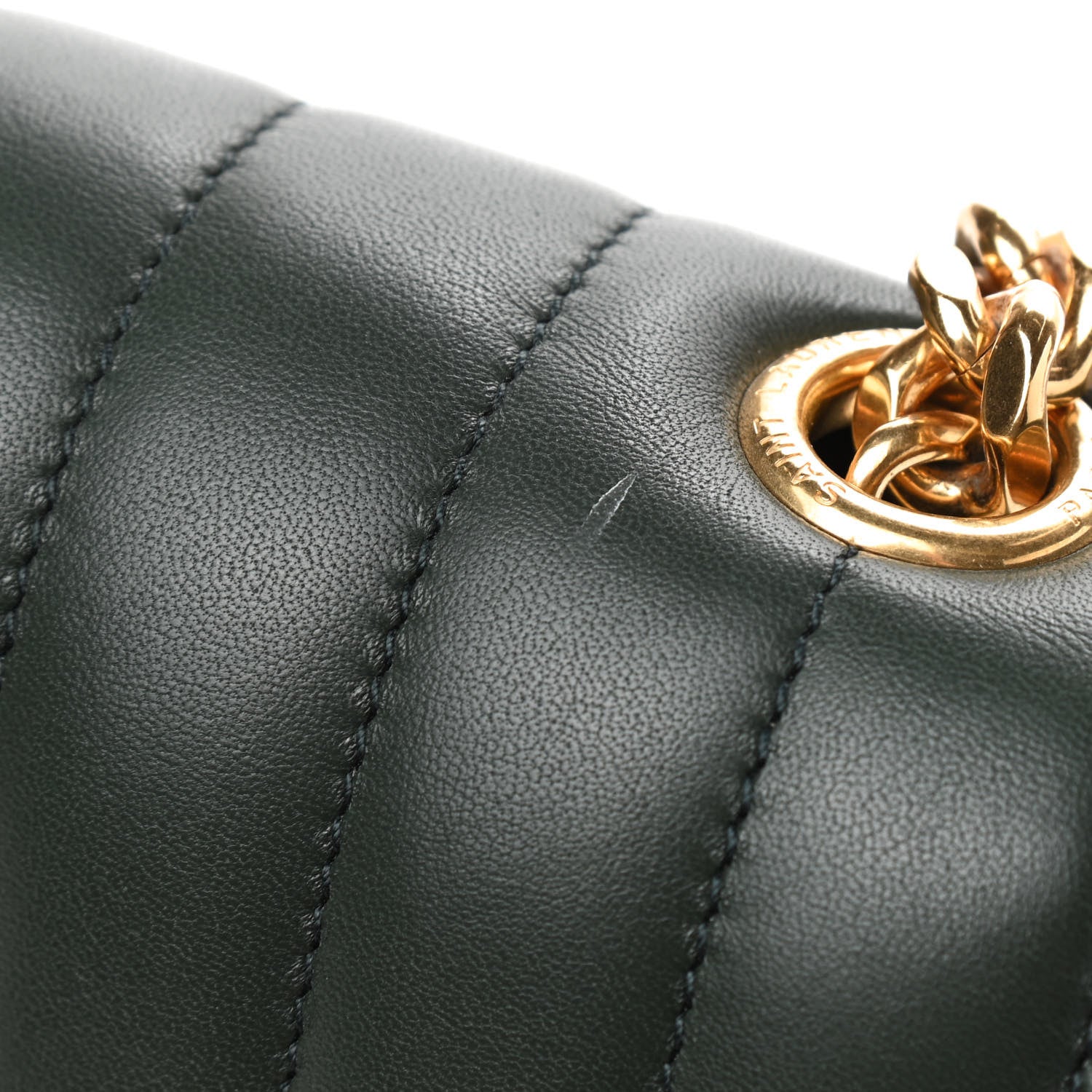 Saint Laurent Lambskin Matelasse Monogram Medium Vicky Chain Bag Algae 10 of 10