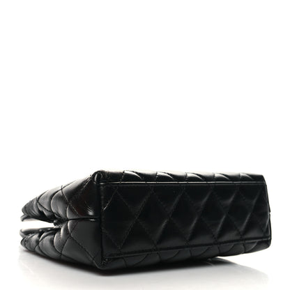 Chanel Shiny Aged Calfskin Quilted Nano Kelly Shopper Black 4 of 10