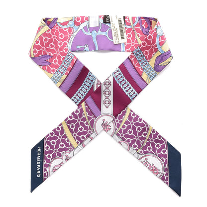Hermes Silk La Promenade Du Matin Twilly Prune Rose Mauve 1 of 4