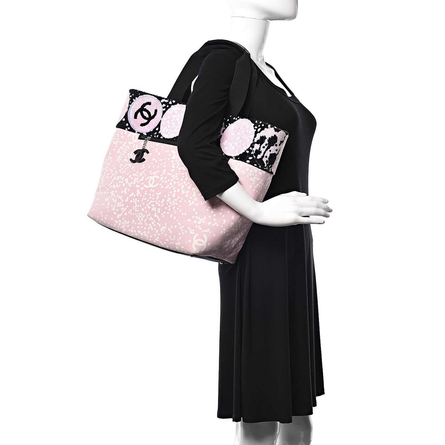 Terry Cotton Canvas Printed Large CC Tote Pale Pink